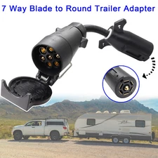 7 Pin Round to 7Way Blade Trailer Adaptor US Type for Most Trailers RV Universal