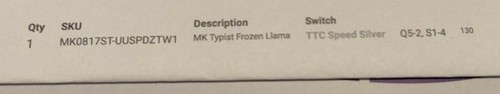 MK Typist Fullsize Frozen Llama TTC SPEED SILVER PBT RGB KeyBoard - Picture 5 of 6
