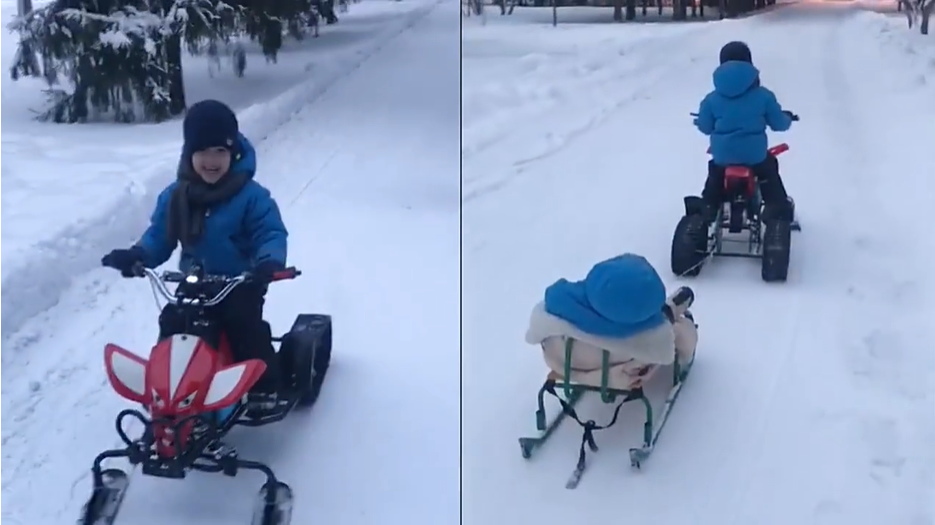 Electric Snow Sled Winter Sports Sledding Snow Mobile 65kg Max Load