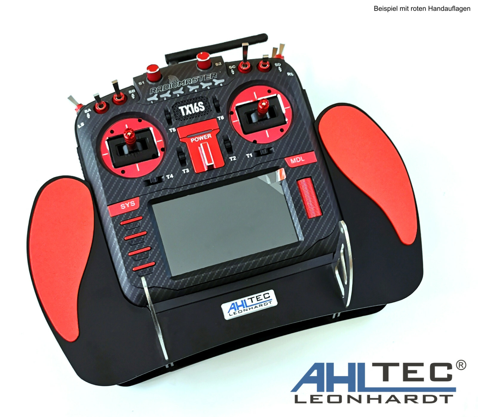 Ahltec transmitter tray for Radiomaster TX16S made of carbon or GFK black