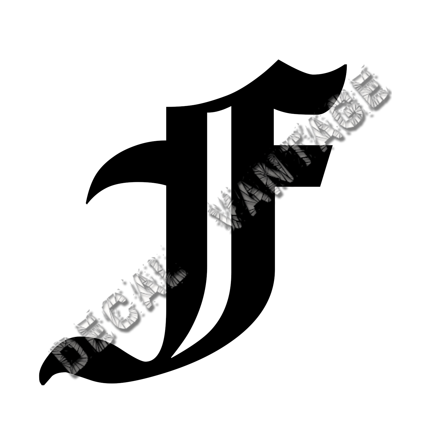 Old English F Initial Vinyl Sticker Decal Custom Size & Color Diploma Font