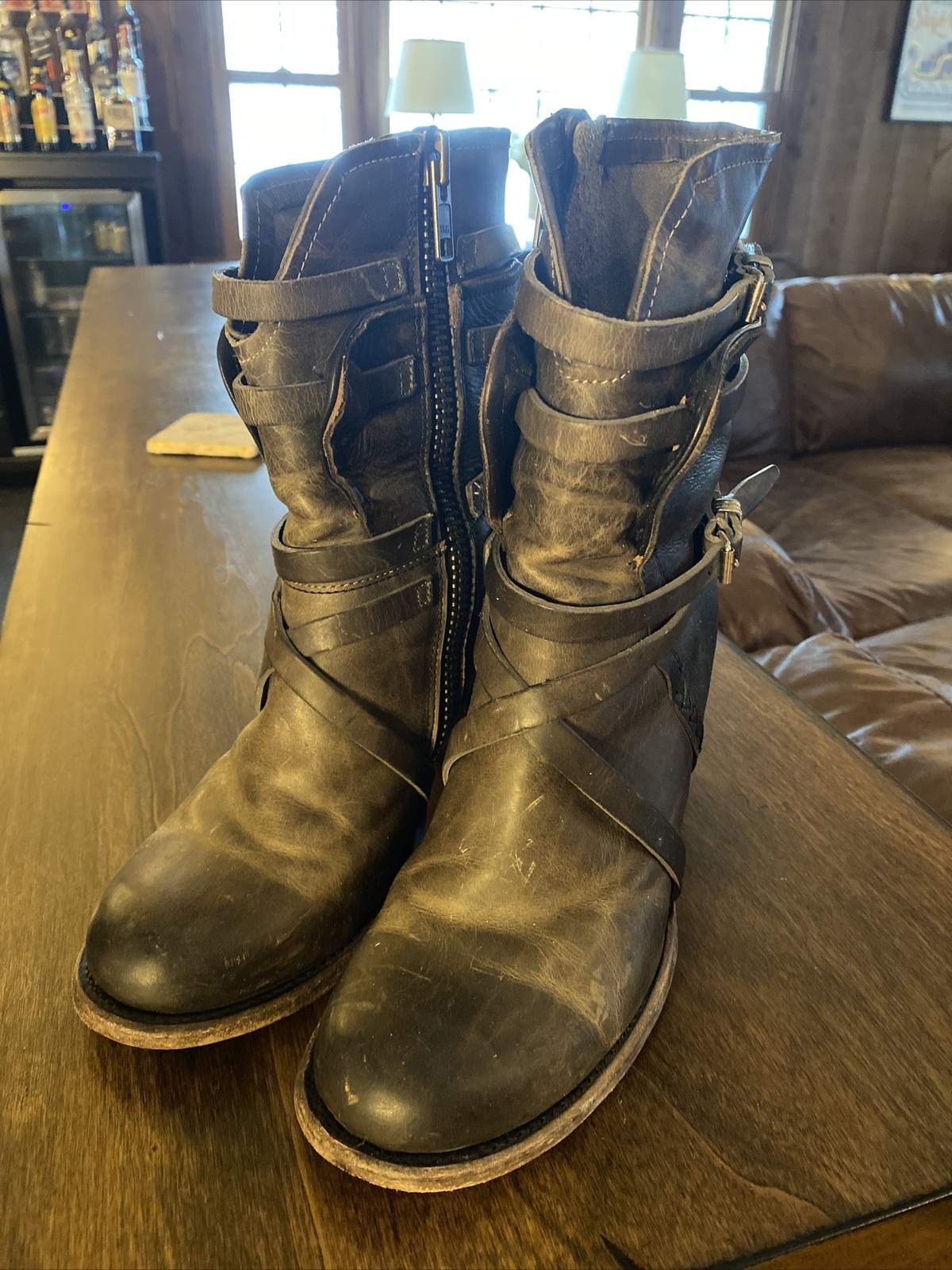 Freebird Womens Baker Boots Stone Brown Stacked Heel Size 9 Mid Calf Boho eBay