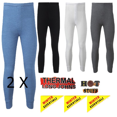 2 X Men Gents Boys Thermal LONG JOHNS Brushed Inside For Extra Warmth