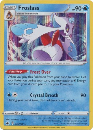 FROSLASS 036/198 CHILLING REIGN POKEMON (HOLO RARE, NM)