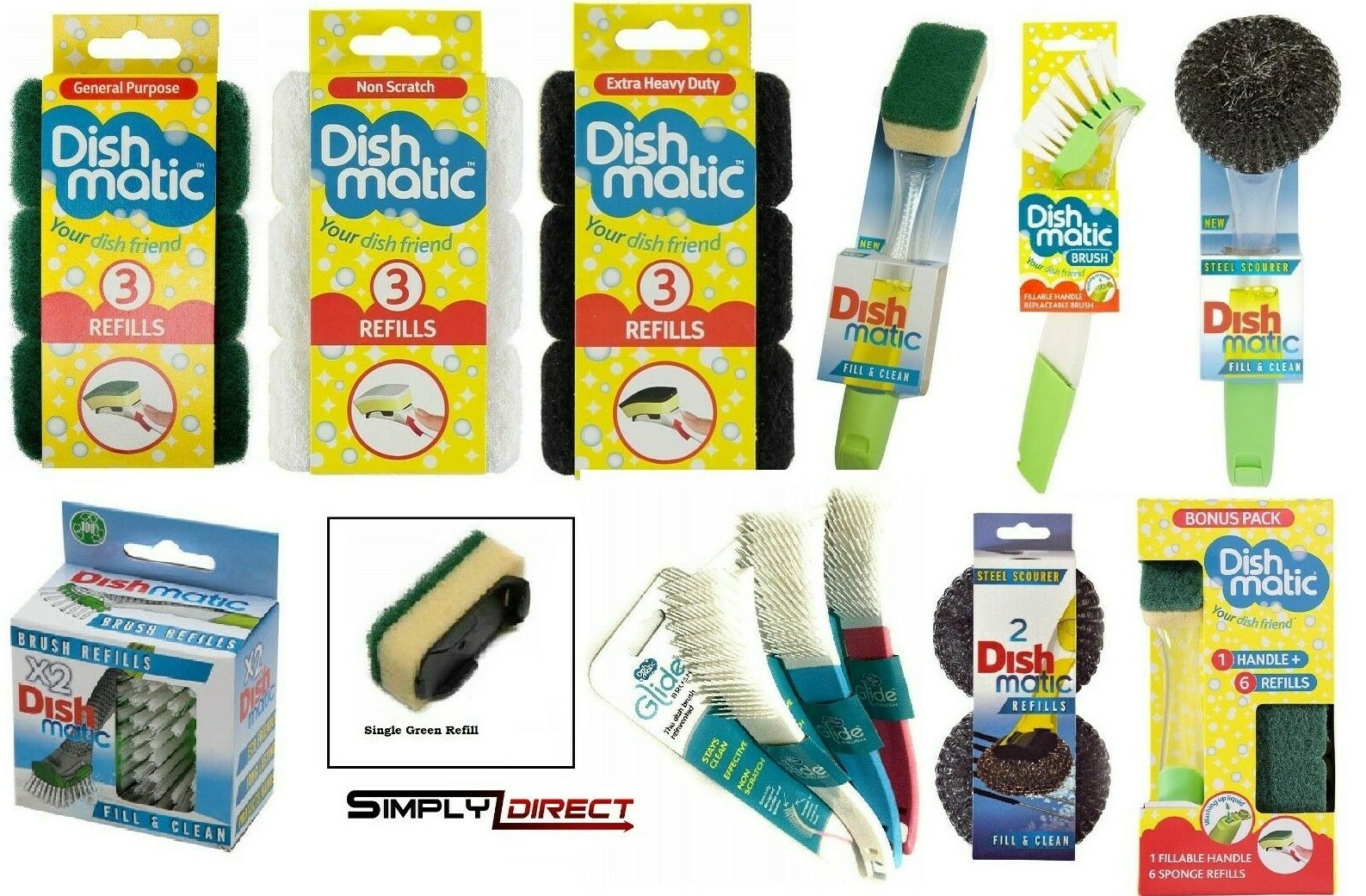 Dishmatic Replacement Refill Heads Extra Heavy Duty Non Scratch Sponge