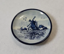 Mini Delfts Blue White Plate Watermill Holland Blauw 2.75" Windmill Dutch Wall