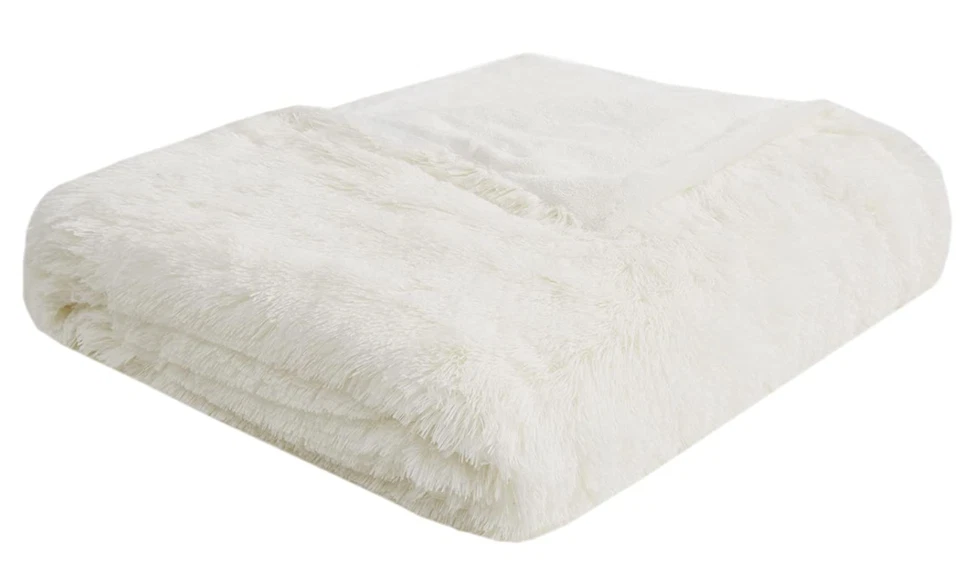 Intelligent Design ID12-1924 Shaggy Fur Duvet Cover Set Full Queen Ivory - Image 4 of 4