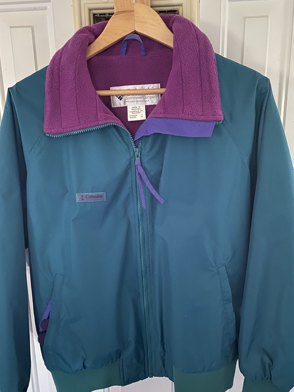Vintage 90s Columbia Zip Up Ski Jacket Winter Coat Teal Magenta Size Women's L