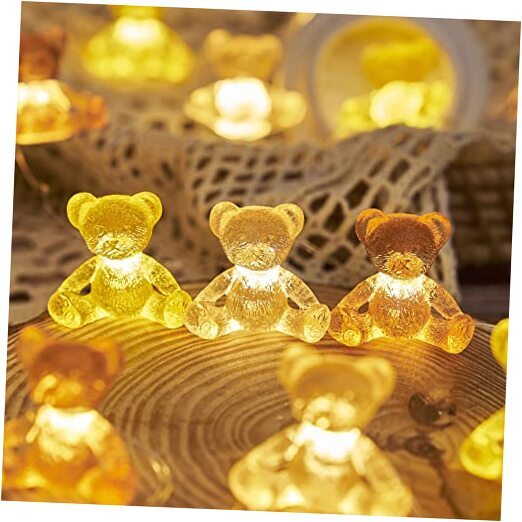 Teddy Bear Indoor String Lights Cottage core Room Decor Unique USB Powered