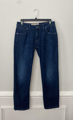 Anthropologie REIKO Diana Jeans 29 Straight Leg Distressed Denim Dark Wash