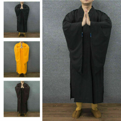Men Buddhist Monk Dress Robe Shaolin Gown Frock Long Meditation Summer Loose New