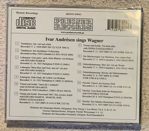 Ivar Andresen sings Wagner, Preiser Records, 1 CD - Bild 2 von 2