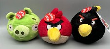 Lot 3 Angry Birds Bundle Stuffed Plush Commonwealth Black Red Green No Sound 5