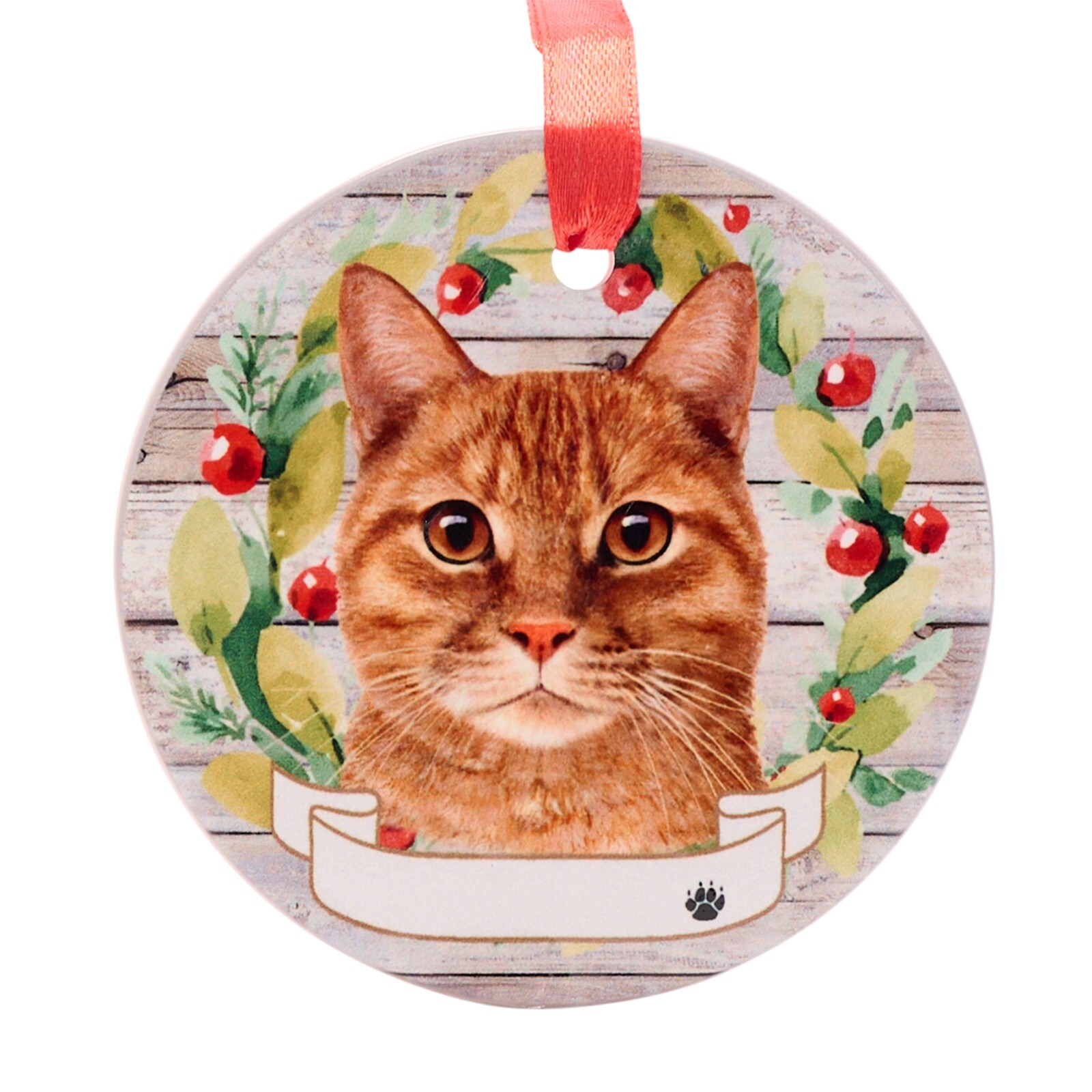 Ginger Cat hanging decoration ceramic with space for name cat gift memorial