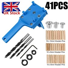41Pcs Woodworking Doweling Jig Set Wood Dowel Drilling Hole Saw Drill Guide Set
