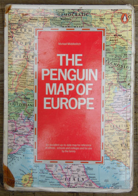 Vintage Folding Map The Penguin Map of Europe - Michael Middleditch