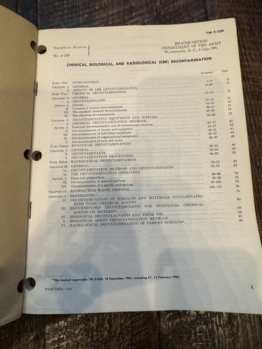 VTG Army Chemical Bio & Radiological Decontamination 1964 Book TM 3-220 Vietnam - 第 5/5 張圖片