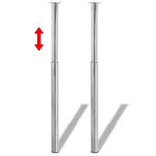 Table Leg Set of 2 Chrome Iron Medium Height-Adjustable