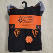New Volcom Mega 8-Pack Workwear Active Full Cush Ribbed Crew Socks Size 6-12