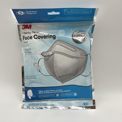 3M Adult 3 Masks Filtering Barrier Face Covering 1 Pack