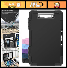 Heavy Duty Clipboard with Storage Pen Pouch, A4/Letter Size, Shockproof Case
