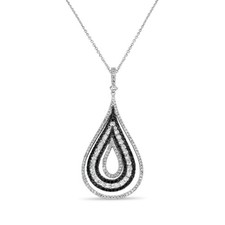 Black  White Diamond Necklace with Diamond Bail 18k White Gold