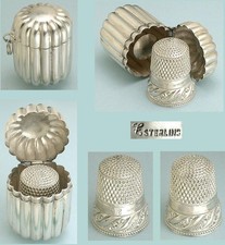Antique Sterling Silver Case w/ Thimble * La Pierre * Circa 1900