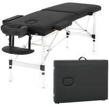 Portable Massage Table Spa Bed 2 Fold Aluminum Height Adjustable 73 Inch w Face