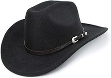 Western Cowboy Hat for Men Women Classic Roll Up Fedora Hat with Buckle Belt