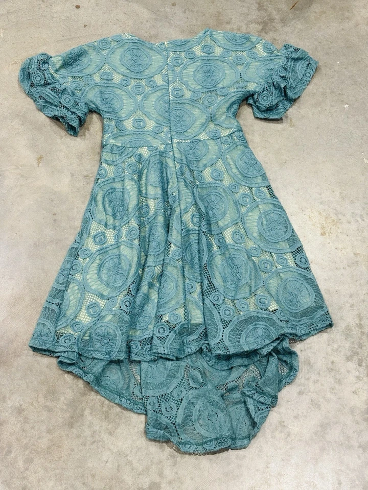 Mia Joy Joyfolie Girls Turquoise Lace Dress Size 12 Boho - Image 4 of 4