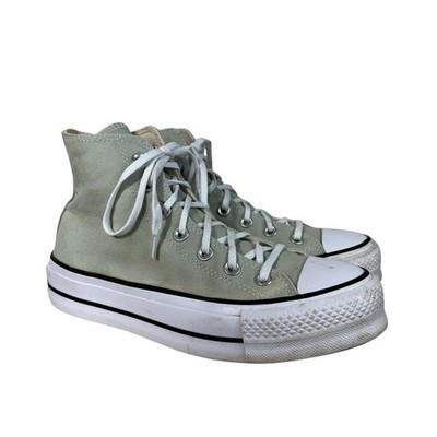 Converse Women's Light Green High Top Lace Up Canvas Sneakers 7.5 Casual Summer