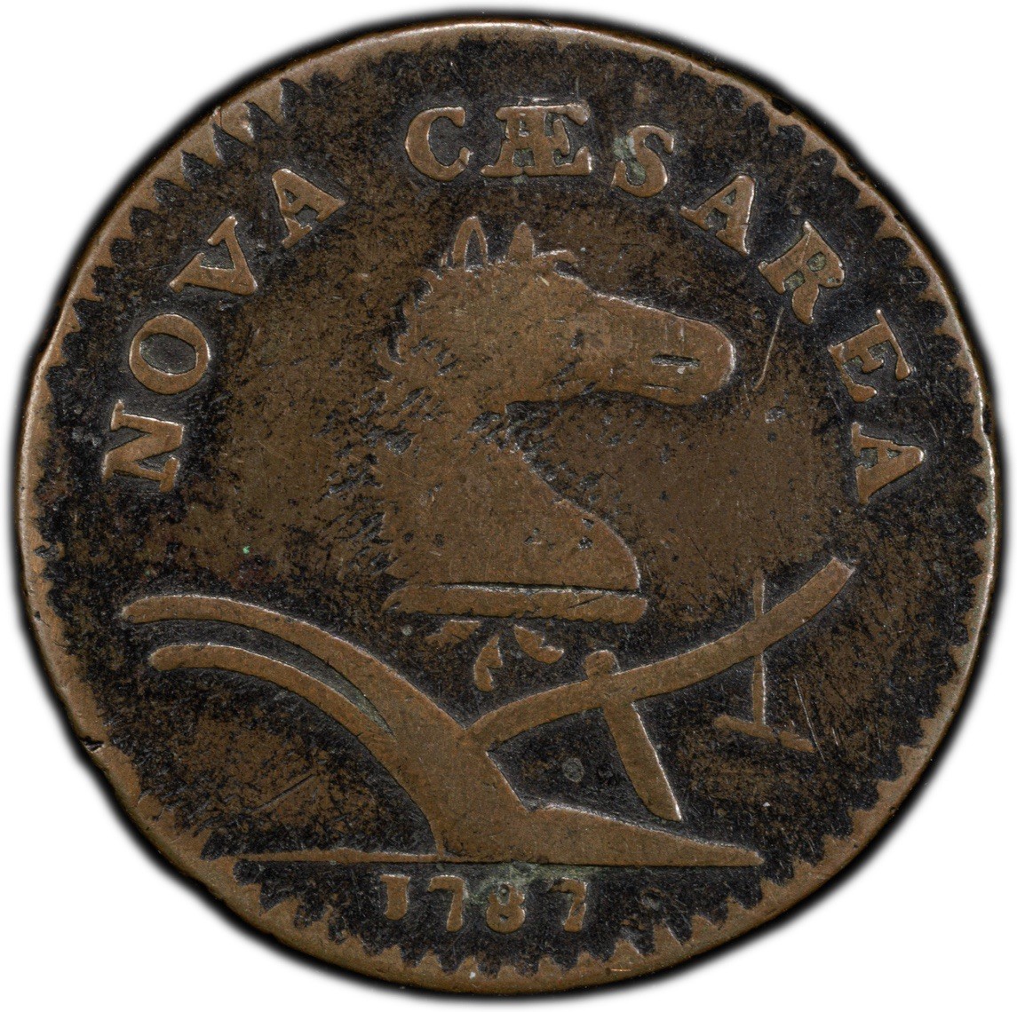 1787 M 63-s R-2 NGC VF 25 Sprig Above Plow New Jersey Colonial Copper Coin