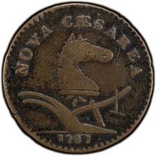 1787 New Jersey Colonial Copper 1/2P Coin Sprig Above Plow Variety PCGS F12