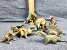 Vintage 1947 SEG Sell Right Giftwares Corp. Lot Of 7 Bronze Dinosaur Figurines