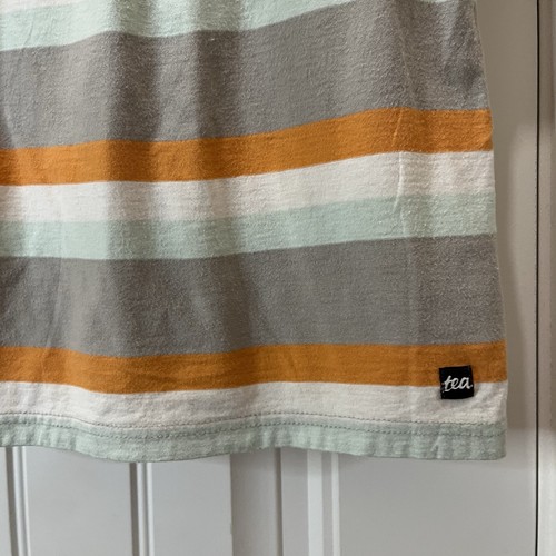 Tea Polo Shirt Striped Button Up Short Sleeve Boys Youth Size 5 Orange Gray - Picture 6 of 7