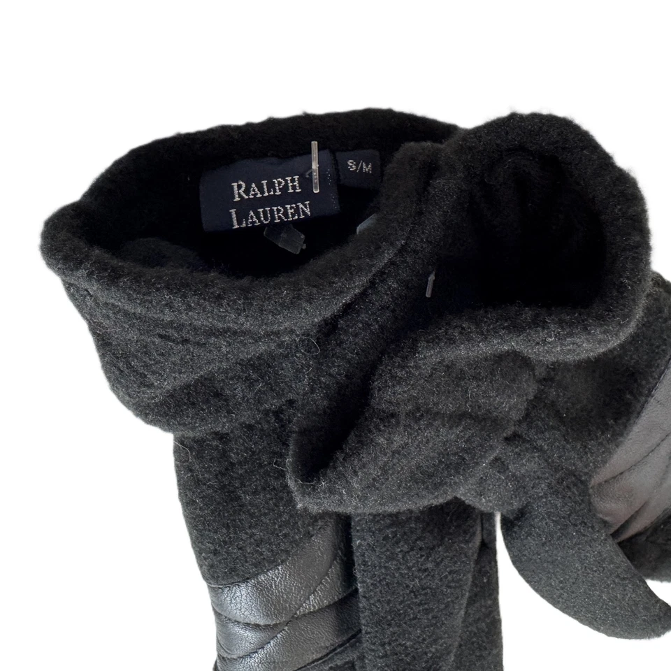 Новый Ralph Lauren черный флис перчатки женщин маленький средний опрятный Normcore винтажный Y2K - Изображение 2 из 4
