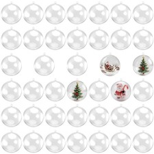 40 PCS 3.15 Inch Clear Ornament Balls, 80mm Plastic Fillable Sphere, Transpar...