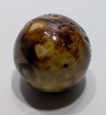   ANTIQUE  German Bennington Hard Clay Marble Shooter Size 1" Brown Primitive