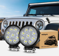 2PCS Led Round Work Light Bar 4.5" Flood Spot Pods Offroad Fog Driving ATV Truck