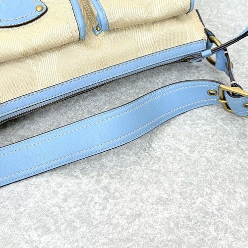 Bolso de Hombro Coach Legacy 65th Turnrock Beige Azul Claro Para Mujer USADO DE JAPÓN - Imagen 8 de 12