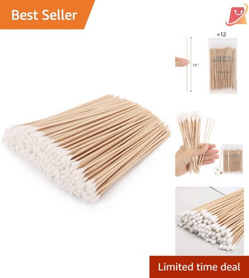 #ad 1200 Count Cotton Swabs 6 Inch Long Wooden Sticks Cleaning Applicators $15.97