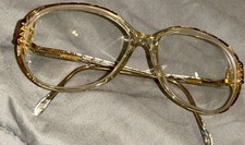 Vtg Sophia Loren 1509 Eyeglass Frame Only 55/14/140 Gold Pink Marble 80 s Retro