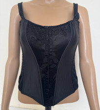 Victoria  s Secret Classic Lace-up Corset Top only Black Floral S/P