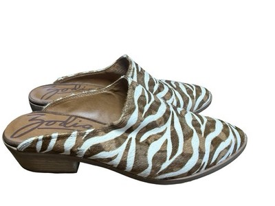 Zodiac Quartz Mule Slip On Shoe Zebra Print Calf Hair Size 8.5