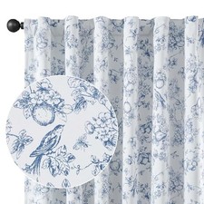 Blue 100 Blackout Curtains for 50"W x 63"L Pack of 2 Blackout Floral Blue