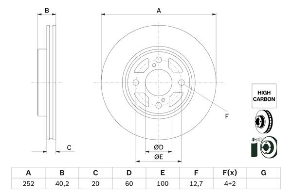 Disque de frein arrière SUZUKI Swift et Vitara pièces auto BOSCH 0986479F37