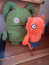Lot of Large Green Ugly Doll OX Orange Plush w Denim Apron Waving WAGE Stuffed