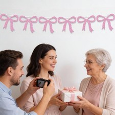 Mothers Day Felt Bow Banner with Rope and Needle for Easy Hanging Decor