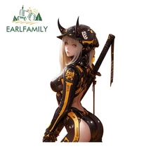 EARLFAMILY Samurai Girl Car Sticker Humorous Waterproof Motorcycle Helmet  Decal