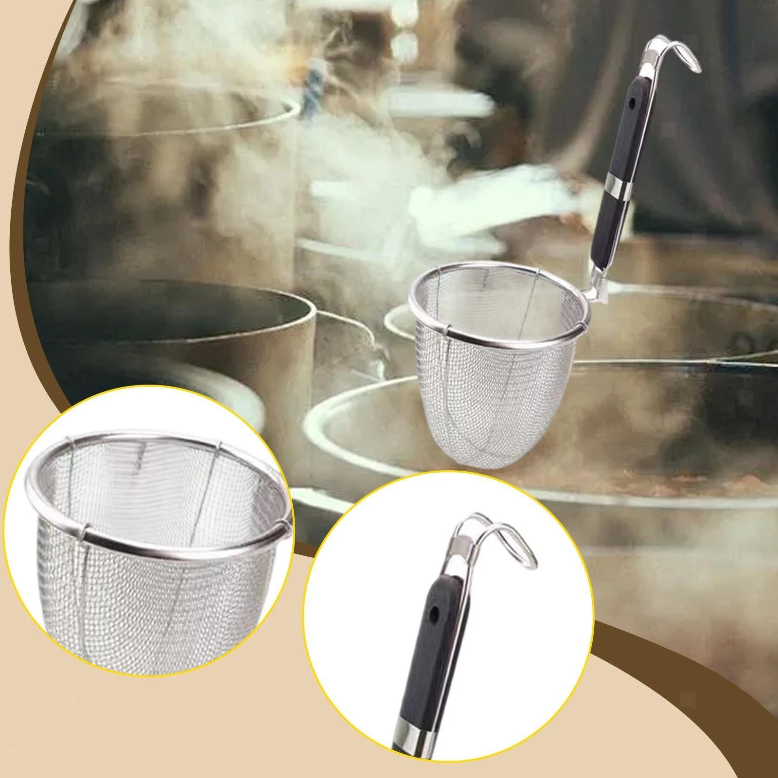 Deep Strainer Pasta Strainer Hanging Hole Multipurpose Hot Pot Colander for